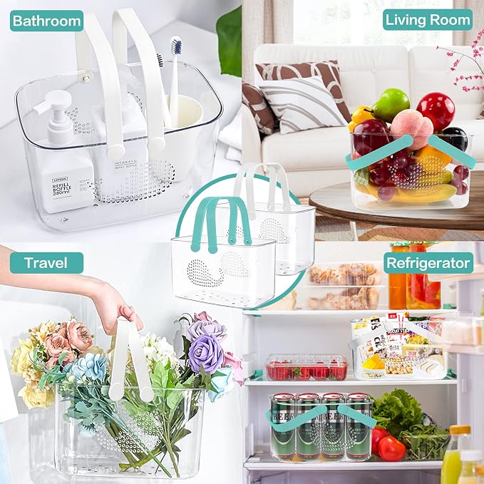 2 Pack Plastic Shower Caddy Basket, Portable Shower Caddy Tote Storage Basket - Image 7