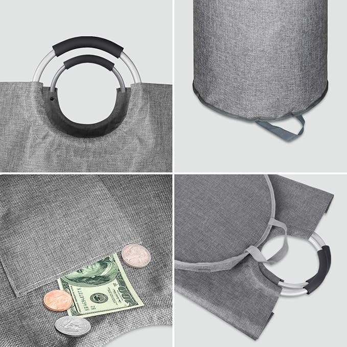 Heavy Duty Large Laundry Hamper Bag Collapsible, Tall Laundry Basket - Image 4