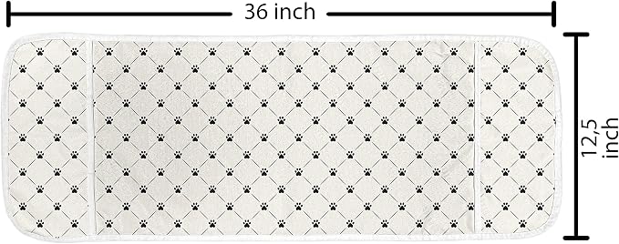 Lunarable Cat Microwave Oven Cover, Kitten Paw Footprints in Mirroring Marks - Image 2