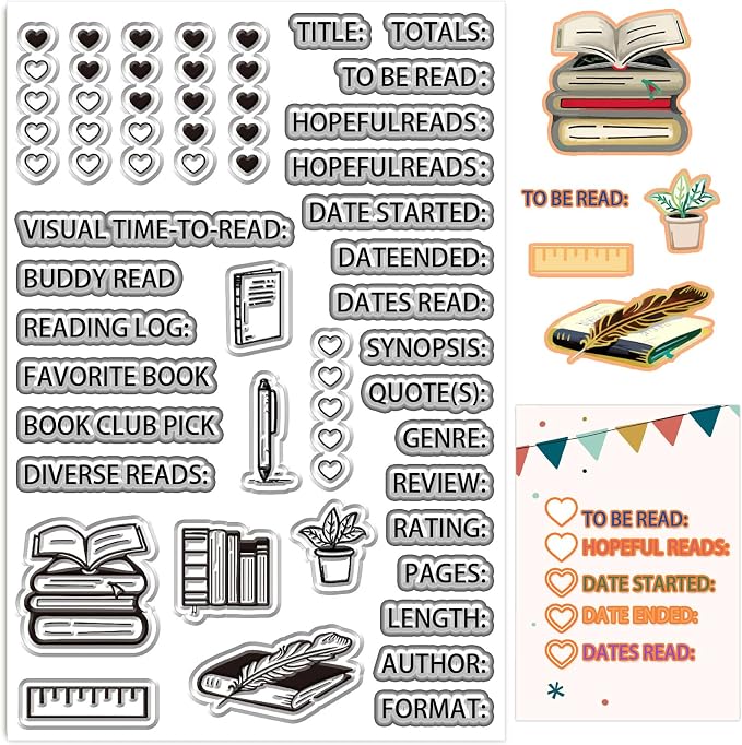 CRASPIRE Reading Journal Clear Stamps to Be Read Favorite Book Title Author by CRASPIRE