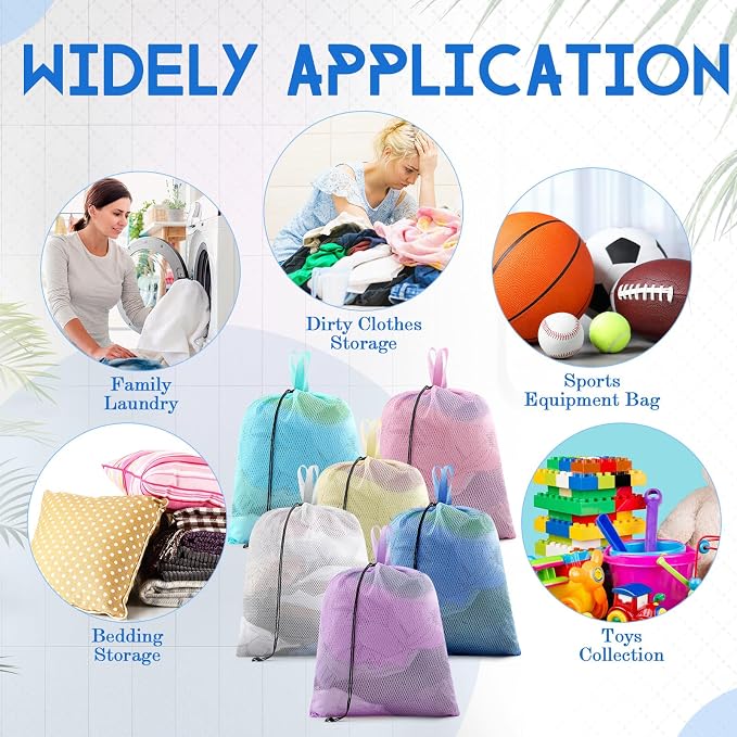 6 Pack 20 x 17 Inches Colorful Soft Mesh Laundry Bag - Image 7