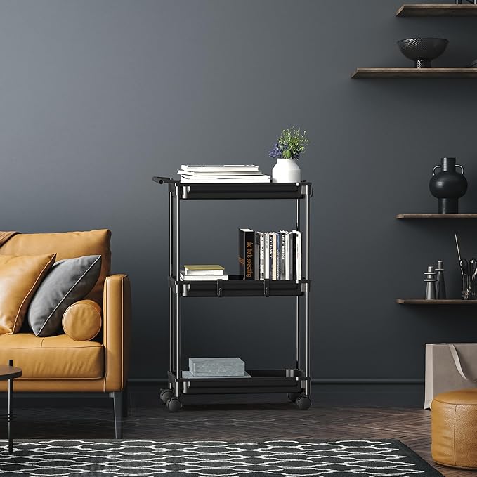 SimpleHouseware Standard 3-Tier Slim Rolling Storage Cart - Image 5