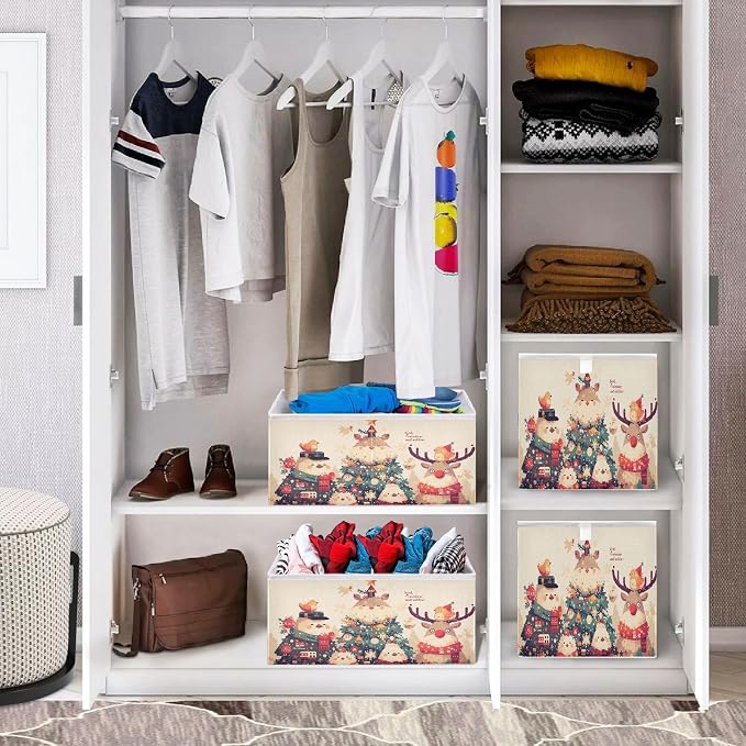 senya Large Storage Bins Tile Deer Christmas Collapsible Foldable Storage Cubes - Image 7