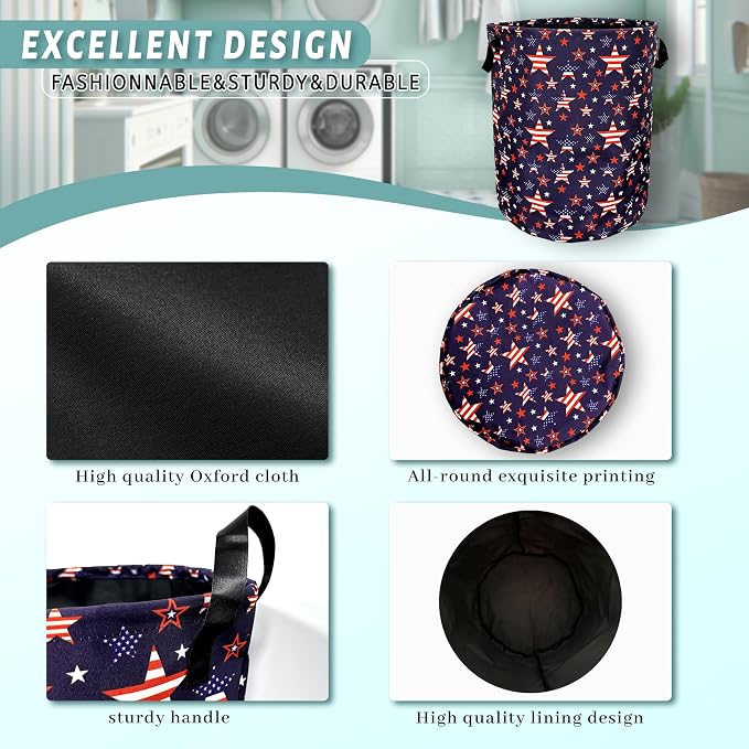 American Flag Laundry Basket Foldable - Image 5