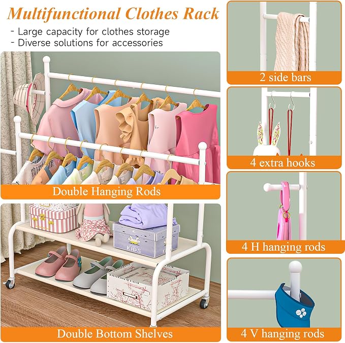 Adjustable Double Rods Kids Clothing Rack - Image 5