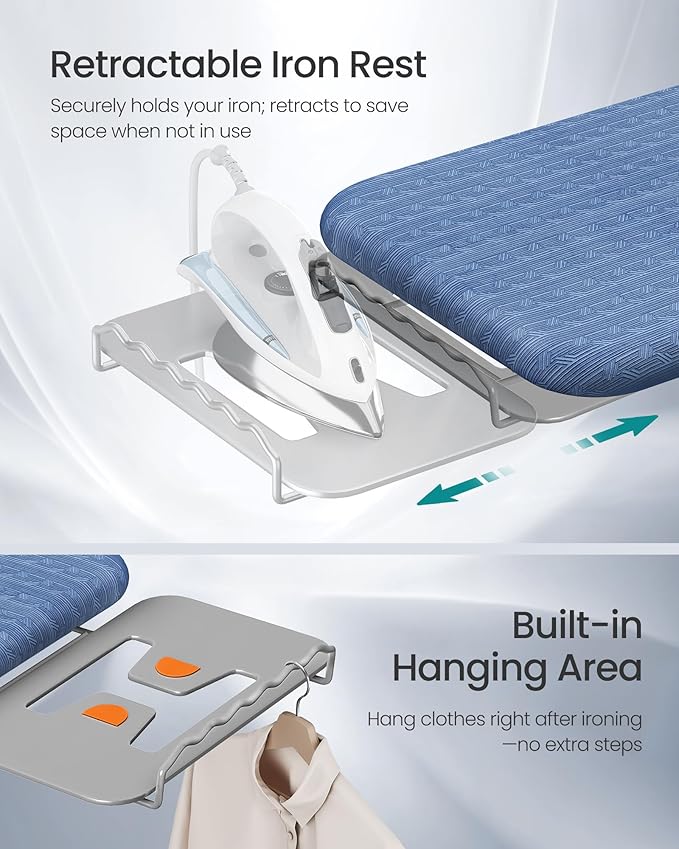 SONGMICS Ironing Board, Retractable Iron Rest, Foldable Iron Board, 43 x 13 - Image 3