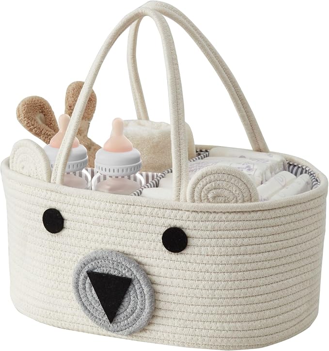 DECOMOMO Teddy Bear Basket, Diaper Caddy Basket, Baby Baskets by DECOMOMO