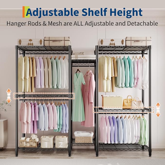 Clothes Rack for Hanging Clothes, Freestanding Garment Rack Adjustable Heavy - Image 3