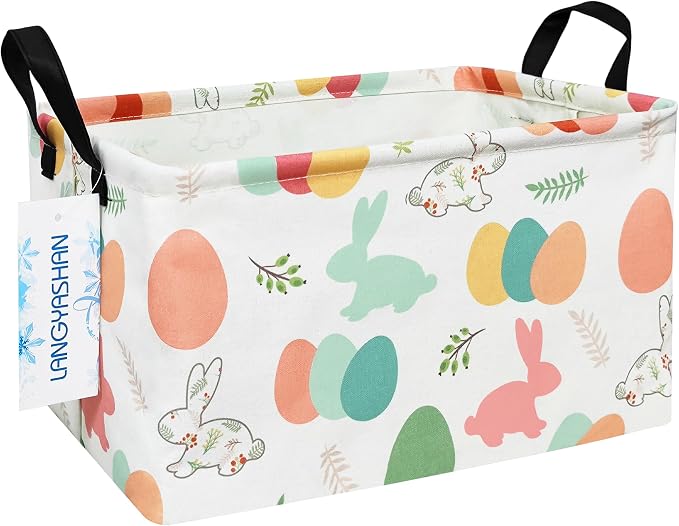LANGYASHAN Rectangular Storage Bin Collapse Canvas Fabric Cartoon Storage Basket by LANGYASHAN