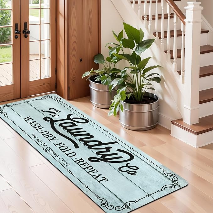 Pauwer Laundry Room Rug Runner 20"x60" Waterproof Rubber Laundry Mat Non Slip - Image 6