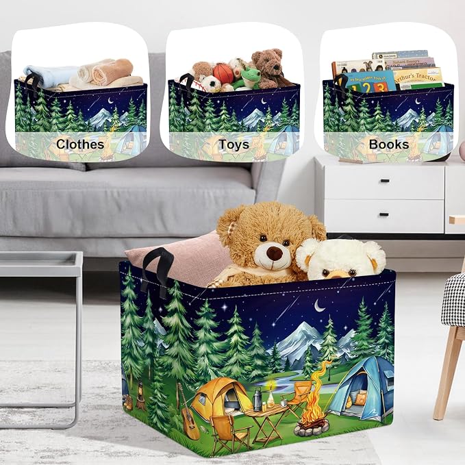 Night Camping Laundry Hamper Picnic Large Storage Basket Bonfire Collapsible - Image 5