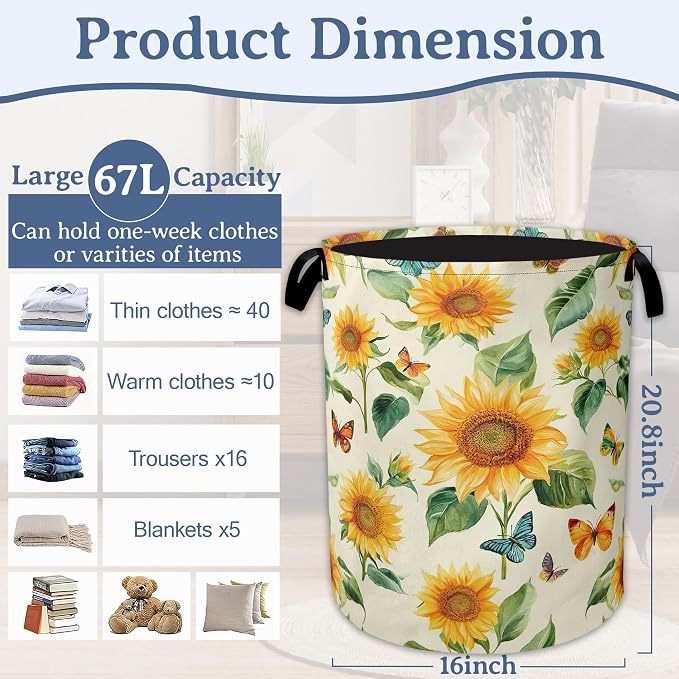 Vintage Sunflowers Laundry Hamper - Image 2