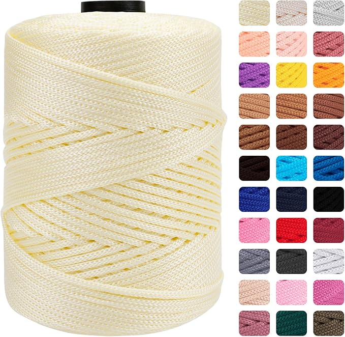 CAMAL Polypropylene Cord 3mm 185 Yards Colorful Polyester Yarn Handmade by CAMAL