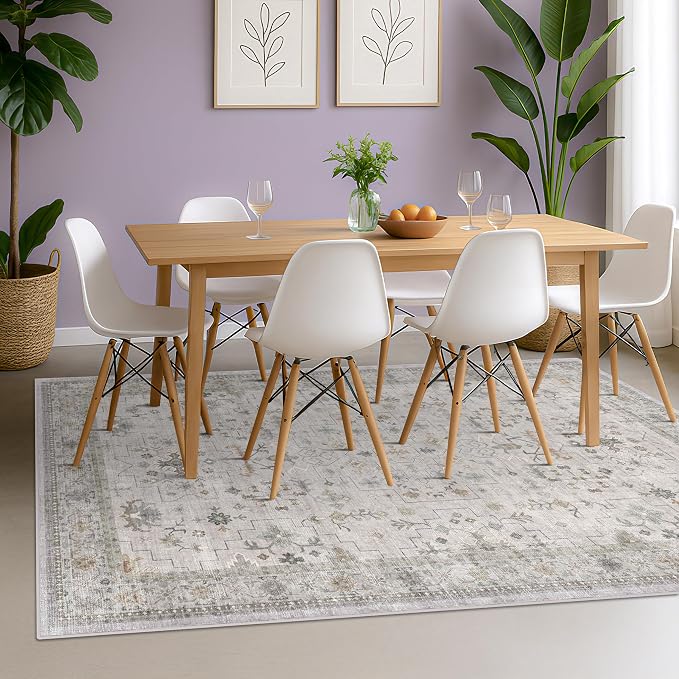 Boho Light Grey Living Room Rug 8x10 - Image 8