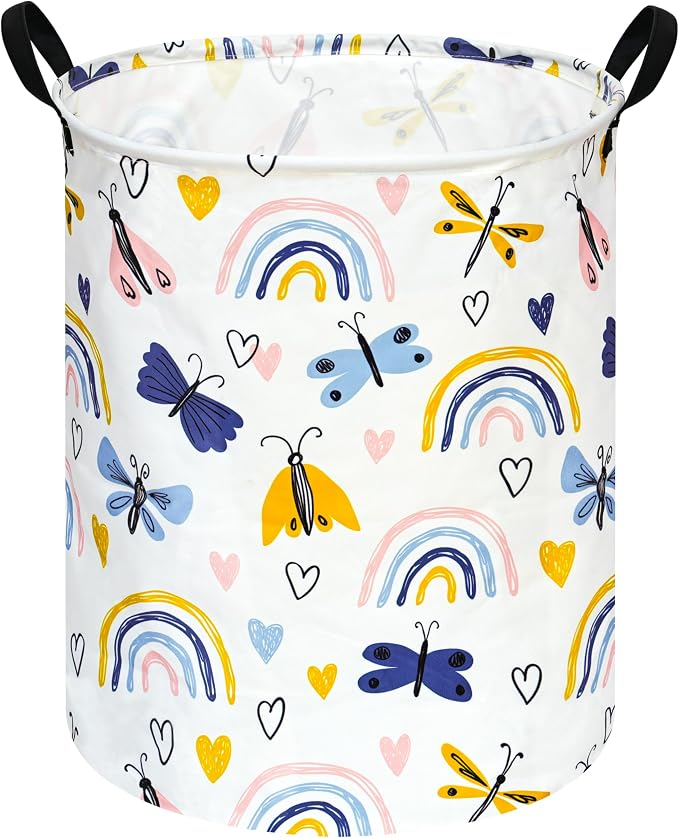 KUNRO Round Laundry Gift Basket Storage Hamper, Clothes Storage Organizer Bins by KUNRO