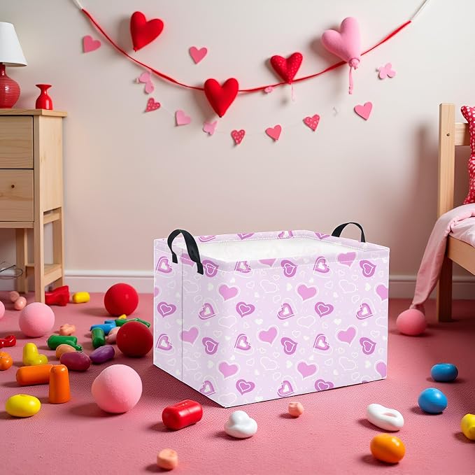 Rectangular Valentines Basket for Women Girls Storage Bin Organizer Box Shelf - Image 3