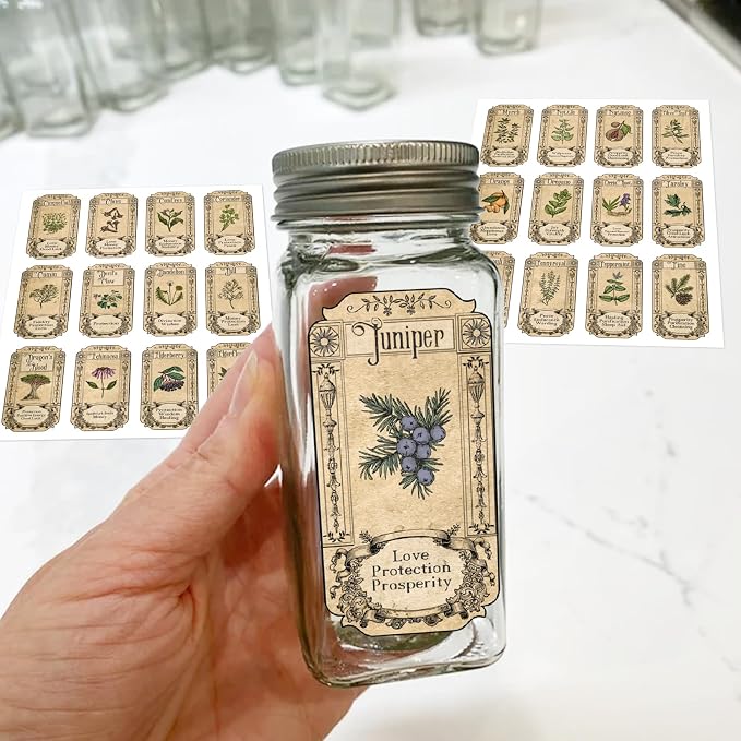 72Pcs Herb Stickers Lables for Jars Vintage Spice Apothecary Herb Spice Labels - Image 6