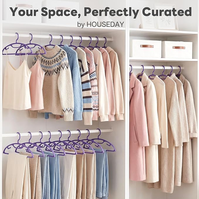 HOUSE DAY Plastic Clothes Hangers 36 Pack, Sweater Hangers No Shoulder Bump - Image 9