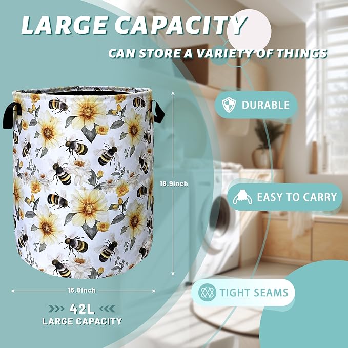 Cute Bees Laundry Basket Foldable - Image 2
