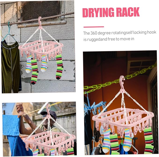 Mobestech Clip Drying Rack Rotating Hook Folding Design Strong Steel Spring - Image 2