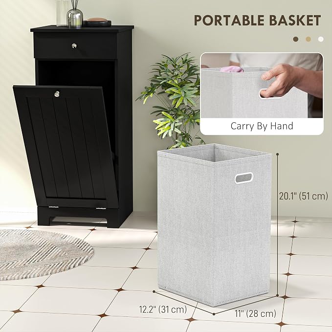 HOMCOM Laundry Cabinet with Removable Basket, Tilt Out Laundry Hamper with - Image 5