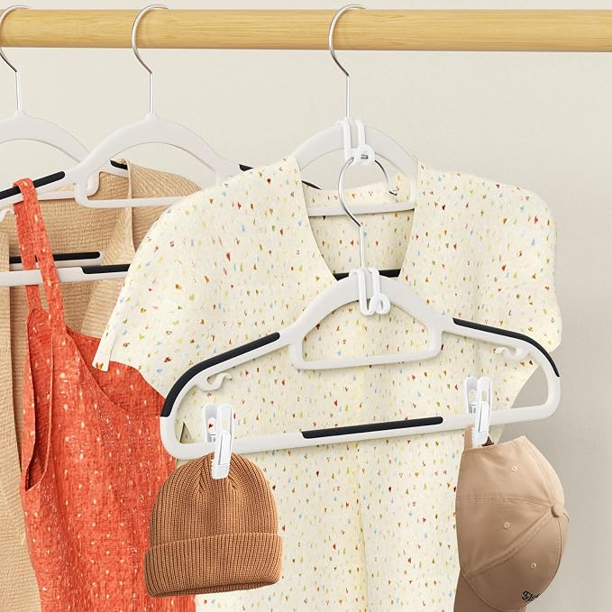 Tinfol White 60pc Clothes Hanger Connector Hooks and 20pc Hanger Clips - Image 6