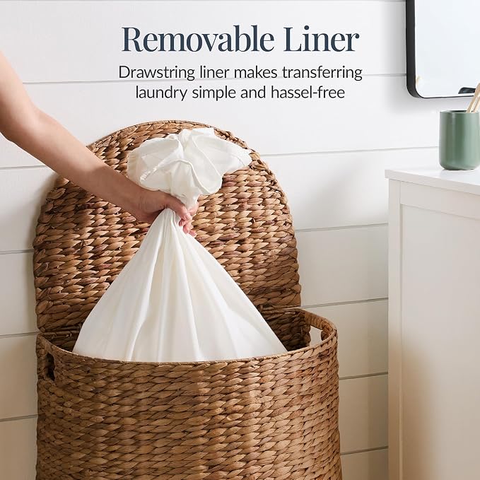 Best Choice Products Half Moon Laundry Hamper w/Lid, Woven Half Round Laundry - Image 5