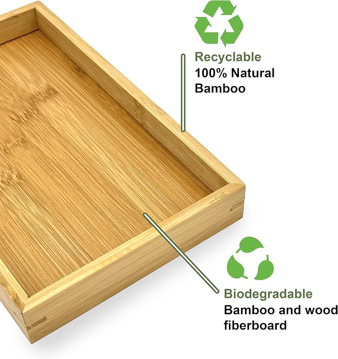 Bam & Boo Natural Bamboo Serving Tray Modern Rectangular - Image 6