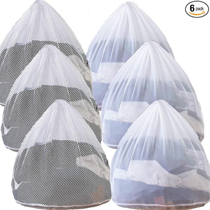 Mesh Laundry Bags with Adjustable Single Shoulder Straps 24" x 32" Sturdy Nylon by LUNHAJIN