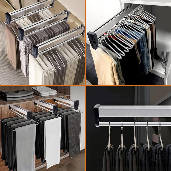 Pull Out Valet Rods for Closets, Clothes Hanger Rail Slide Out Adjustable Heavy - Image 7