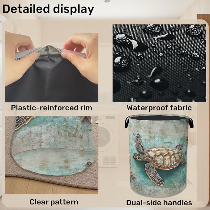 Retro Map Turtle Large Clothes Hamper Bag - Image 5
