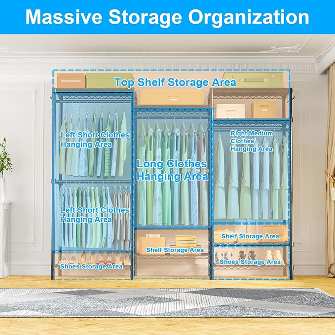 Ulif E13C Heavy Duty Closet Organizer System，Freestanding Clothing Racks - Image 3