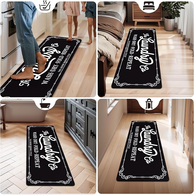 Pauwer Laundry Room Rug Runner 20"x60" Waterproof Rubber Laundry Mat Non Slip - Image 8