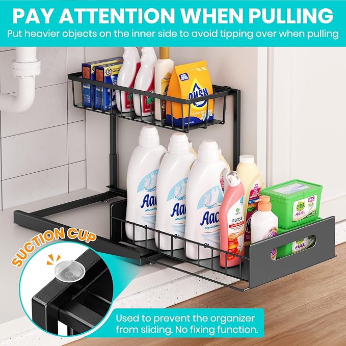 FUNFERY 2 Pack Under Sink Organizers and Storage, Pull-Out Cabinet Organizer - Image 2