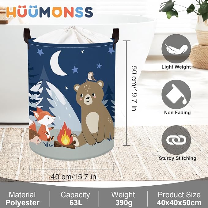 Night Camping Laundry Hamper Picnic Large Storage Basket Bonfire Collapsible - Image 6