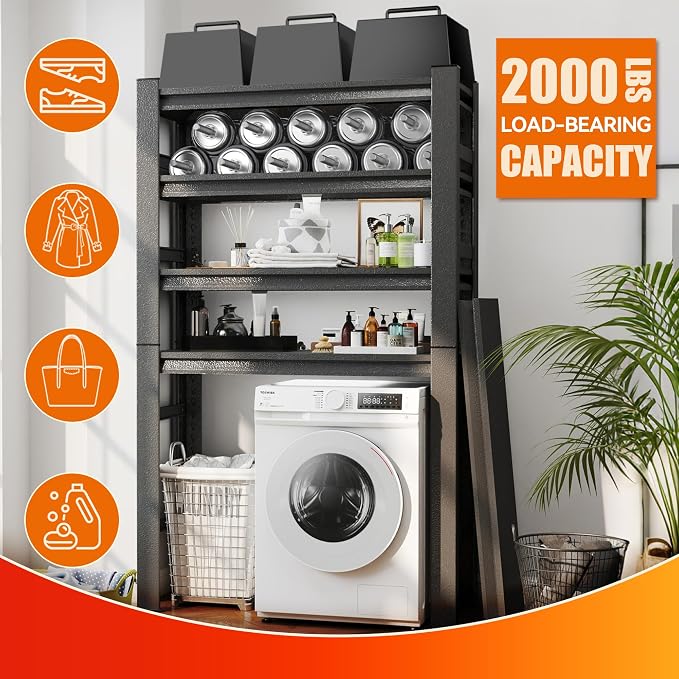 Laundry Shelf, 5 Tier Over Washer and Dryer Storage Shelves, Adjustable Easy to - Image 3
