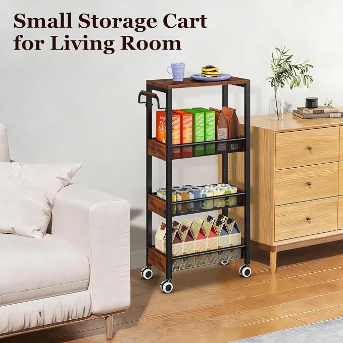 4 Tier Slim Rolling Cart with Wheels - Image 8