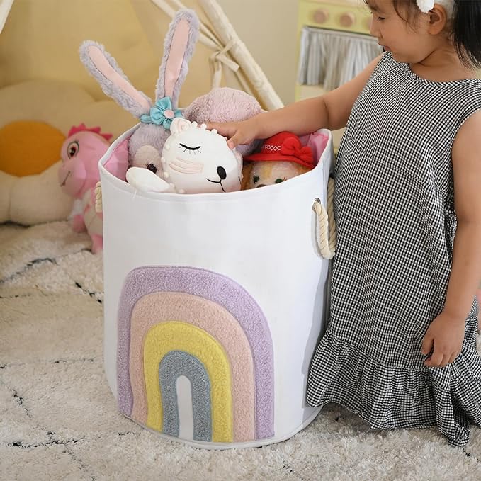 INough Pink Baby Hamper, XL Canvas 58L Laundry Basket - Image 6