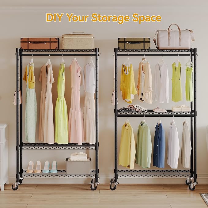 Rolling Clothing Rack for Hanging Clothes Heavy Duty Garment Rack - Image 5