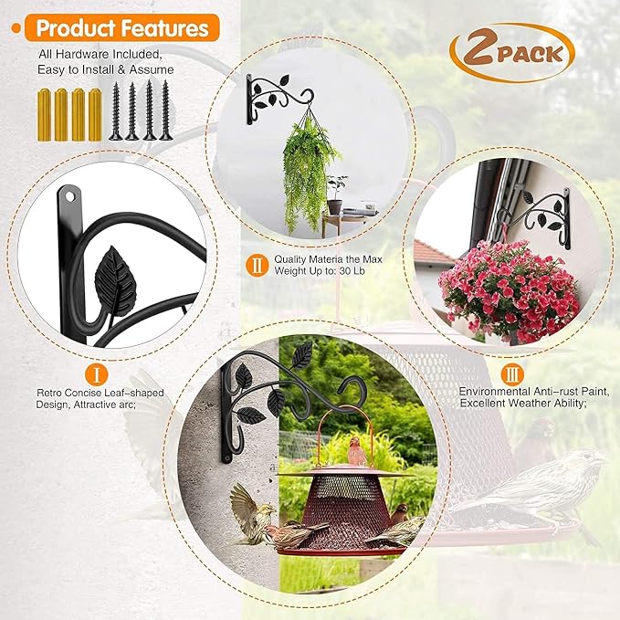 Hanging Plant Bracket, Rust-Resistant Decorative Metal Plant Hanger - Image 3