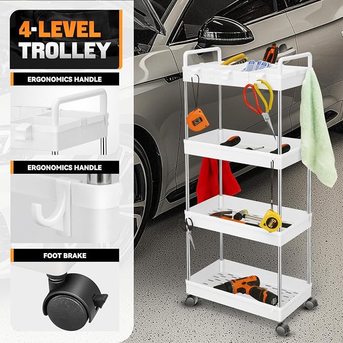 Auto Dynasty 4 Tier Slim Rolling Cart - Image 2