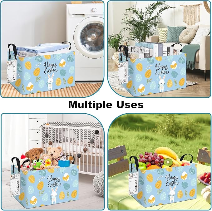 FANKANG Storage Bins, Nursery Hamper Canvas Laundry Basket Foldable - Image 6