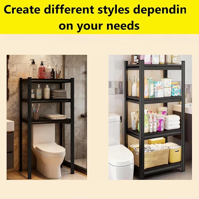 Over The Washer and Dryer Storage Shelf, Height-Adjustable 4-Tier Metal - Image 4