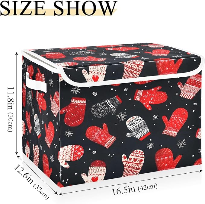 MNSRUU Containers Baskets with Lids Winter Glove Fabric Foldable Storage Bins - Image 3