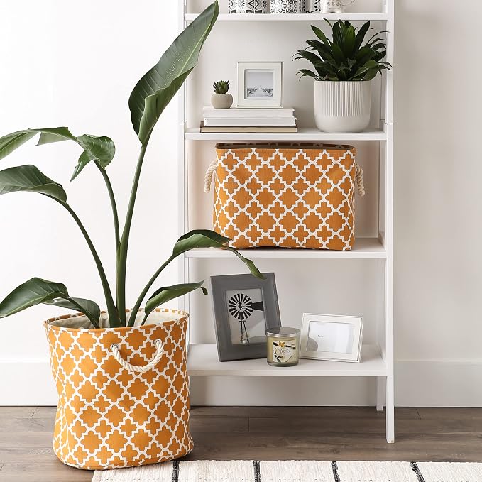 DII Polyester Container with Handles, Lattice Storage Bin, Pumpkin Spice - Image 6