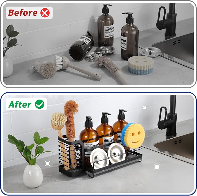 Kitchen Sink Organizer with Instant Drying Stone, Dish Sponge Holder - Image 5