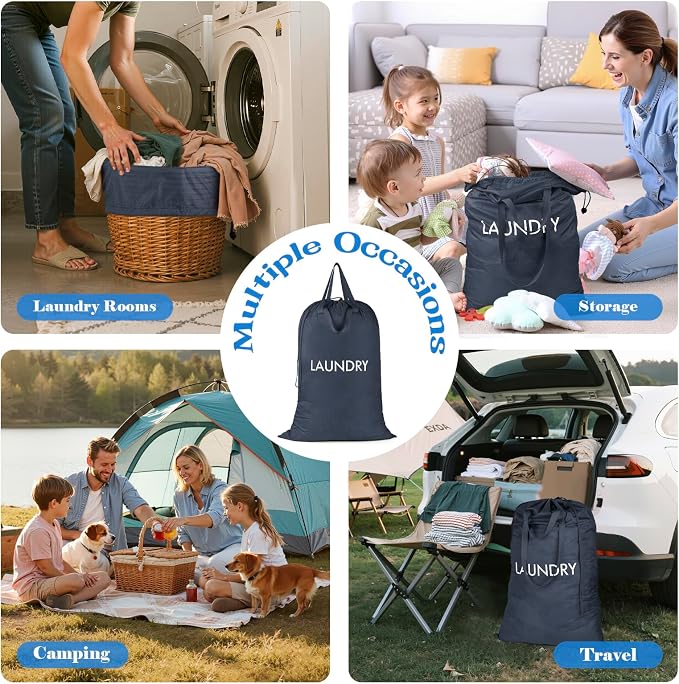 Heavy Duty Laundry Bag, Washable Nylon, Splash-Resistant Dirty Clothes Storage - Image 7
