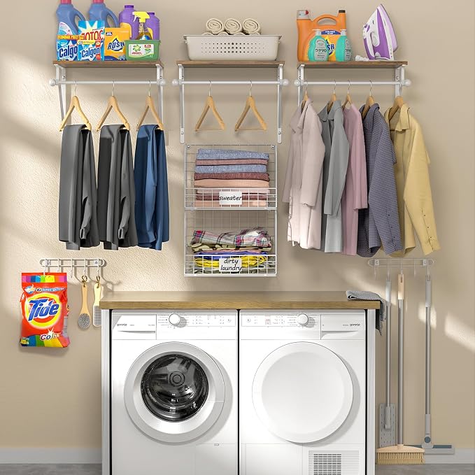 2 Set Laundry Room Wall Mounted Shelves - Image 7