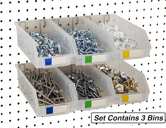 Pegboard Bins – 3 Pack Clear Extra Large - Image 3