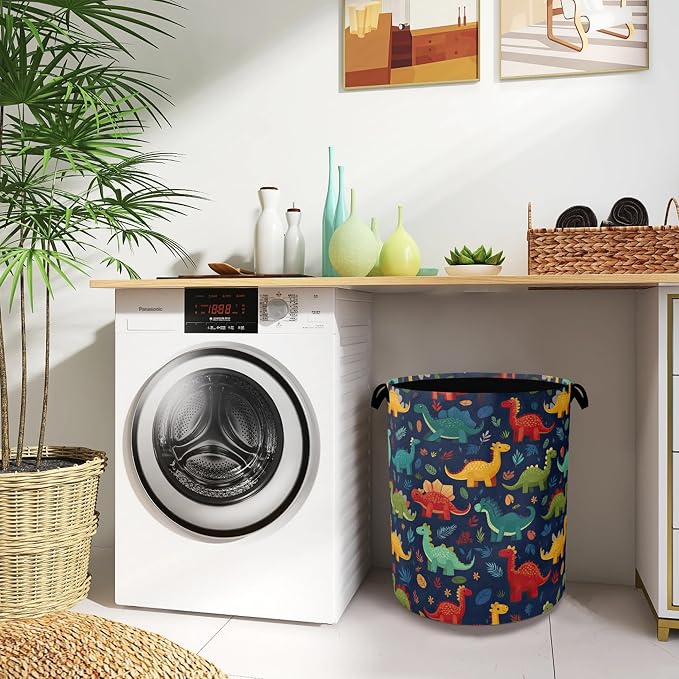 Cute Dinosaur Laundry Hamper, Fern Plants Dirty Clothes Laundry Basket - Image 8
